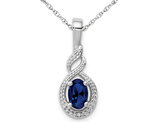 1/2 Carat (ctw) Lab Created Blue Sapphire Drop Pendant Necklace in Sterling Silver with Chain